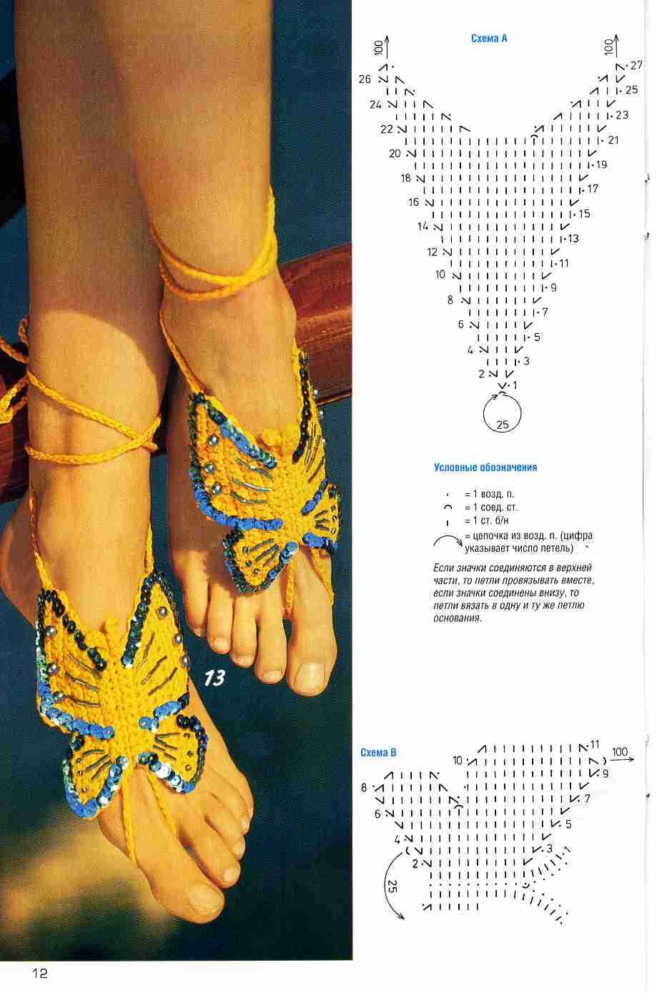 Босоножки крючком женские вязаные на подошве схемы и описание